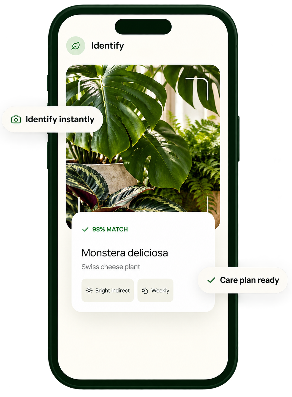PlantBetter personalized plant care screen